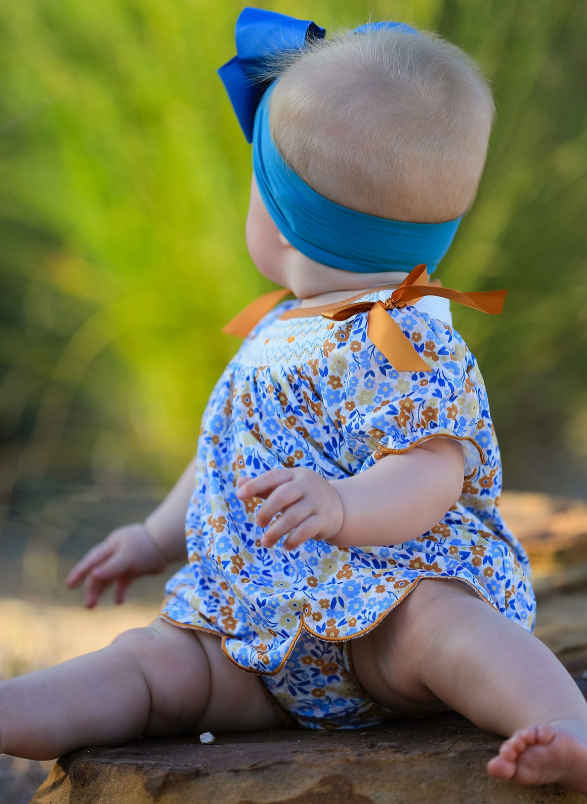 Fall Floral Smocked Girls Bloomer Set