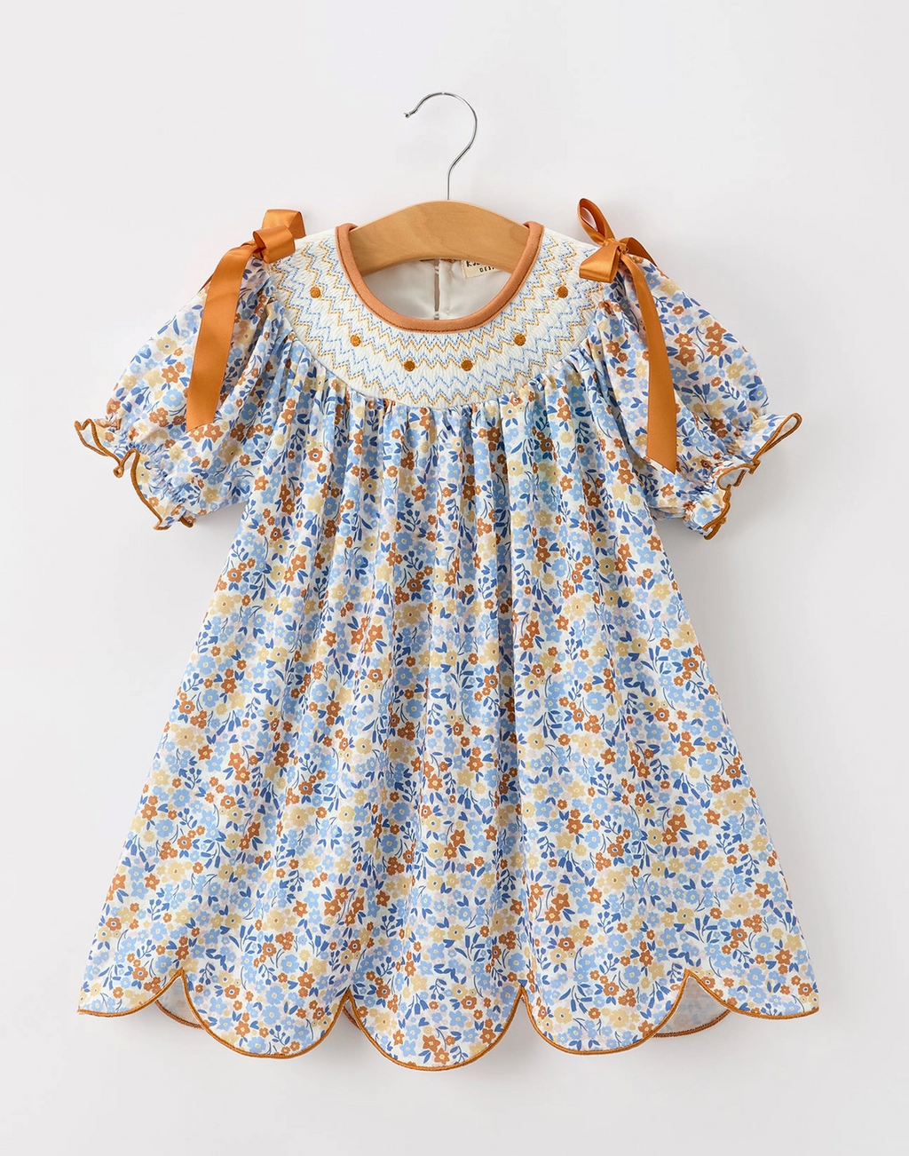 Fall Floral Smocked Girls Dress