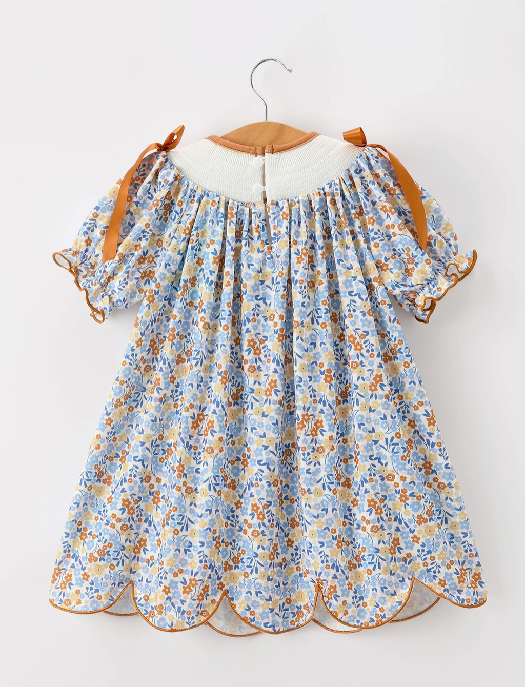 Fall Floral Smocked Girls Dress