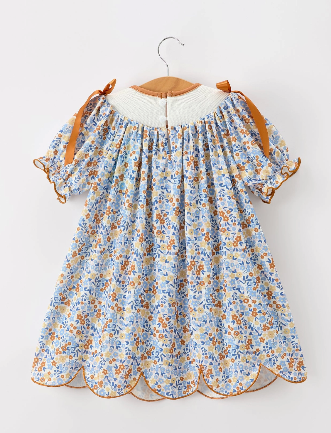 Fall Floral Smocked Girls Dress