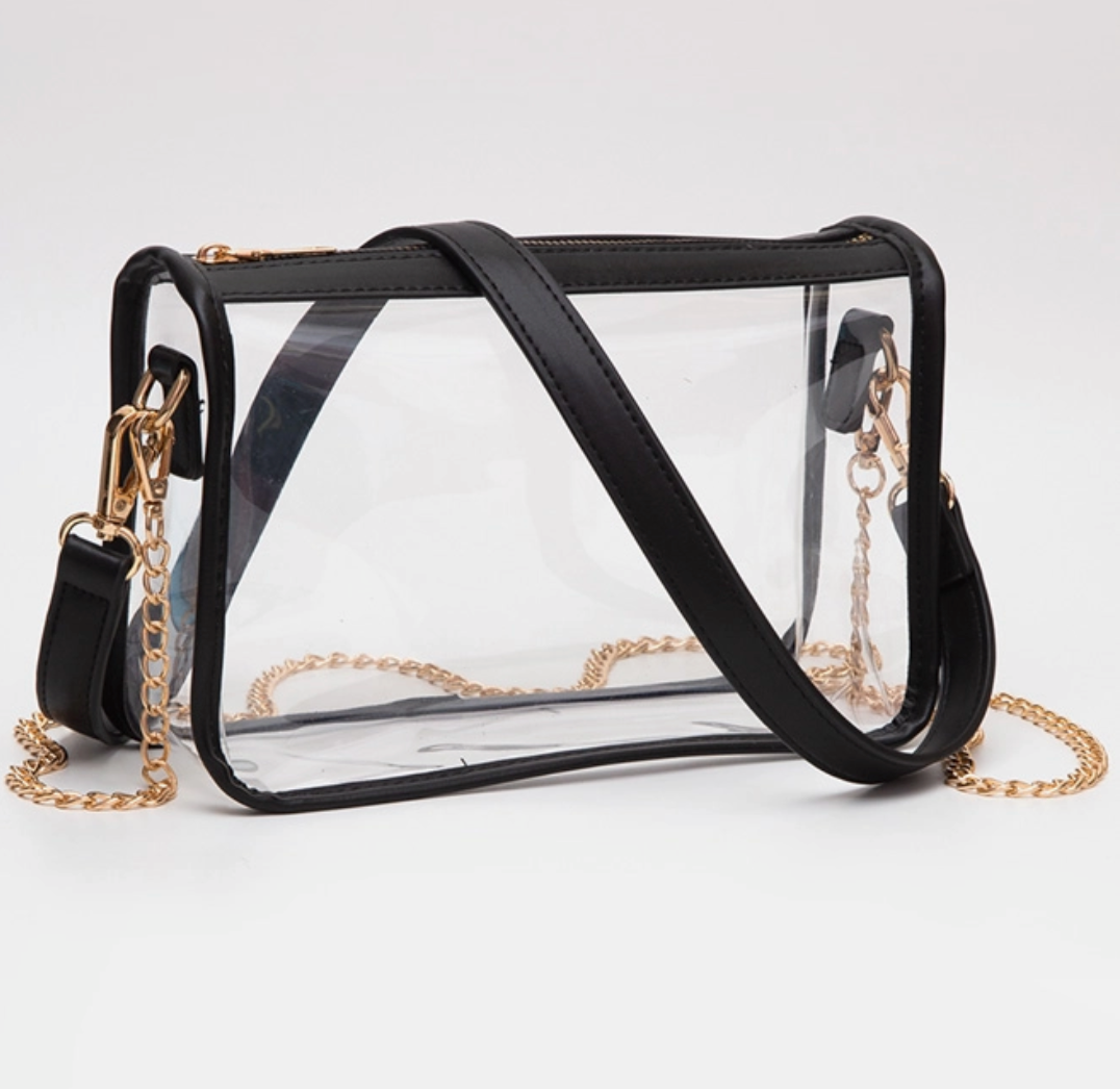 Clear Cross Body Bag-Black