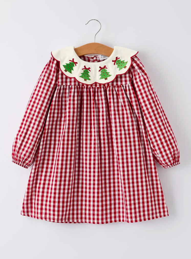 Christmas Tree Plaid Girls Dress