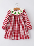 Christmas Tree Plaid Girls Dress