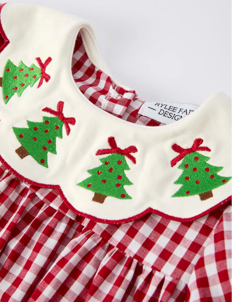 Christmas Tree Plaid Girls Dress