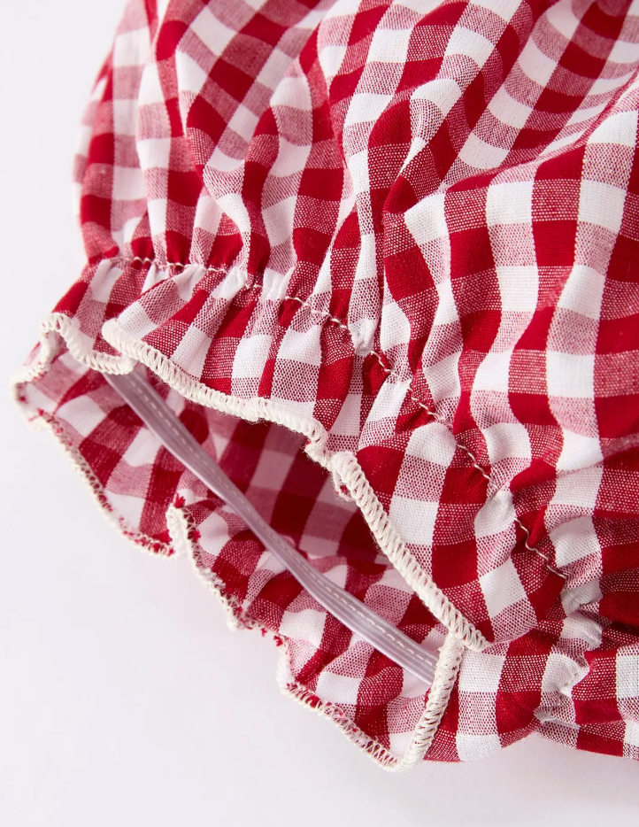 Christmas Tree Red Gingham Bloomers Set