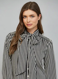 Striped Tie Neck Bow Blouse