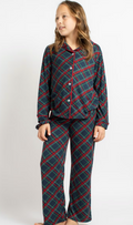 Girl's Layton Plaid Long Sleeve Pants Sleep Set