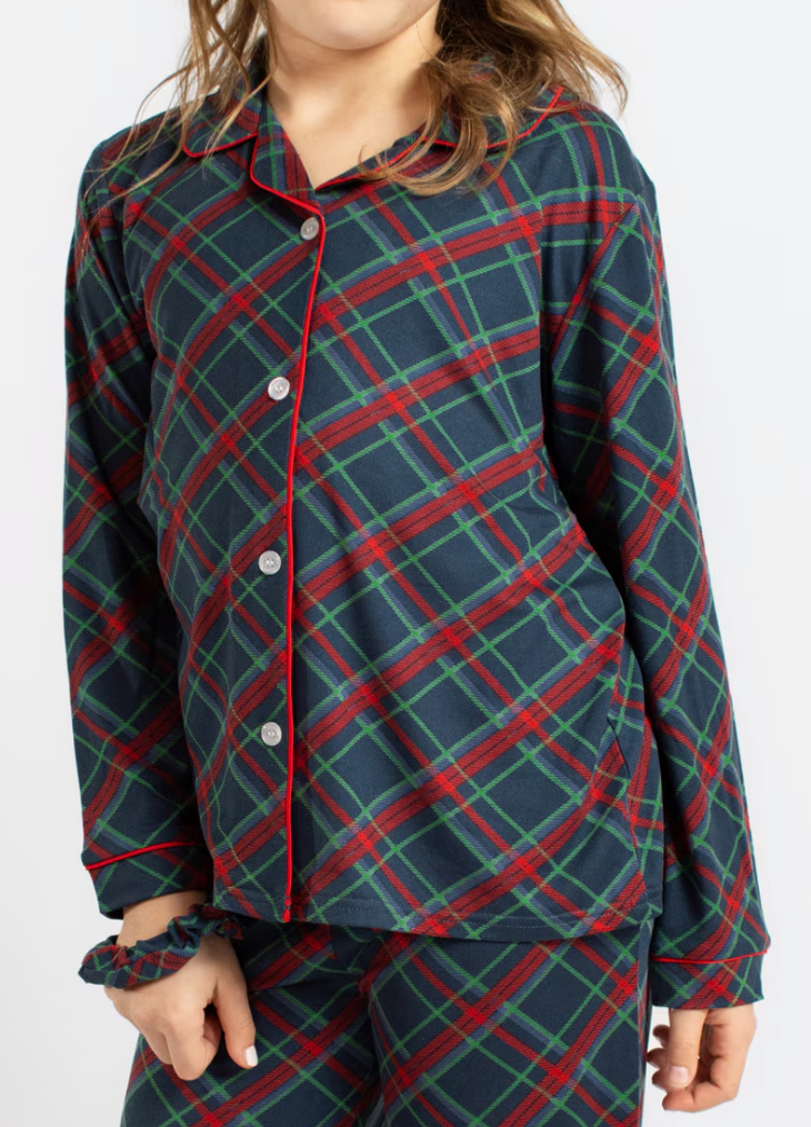 Girl's Layton Plaid Long Sleeve Pants Sleep Set