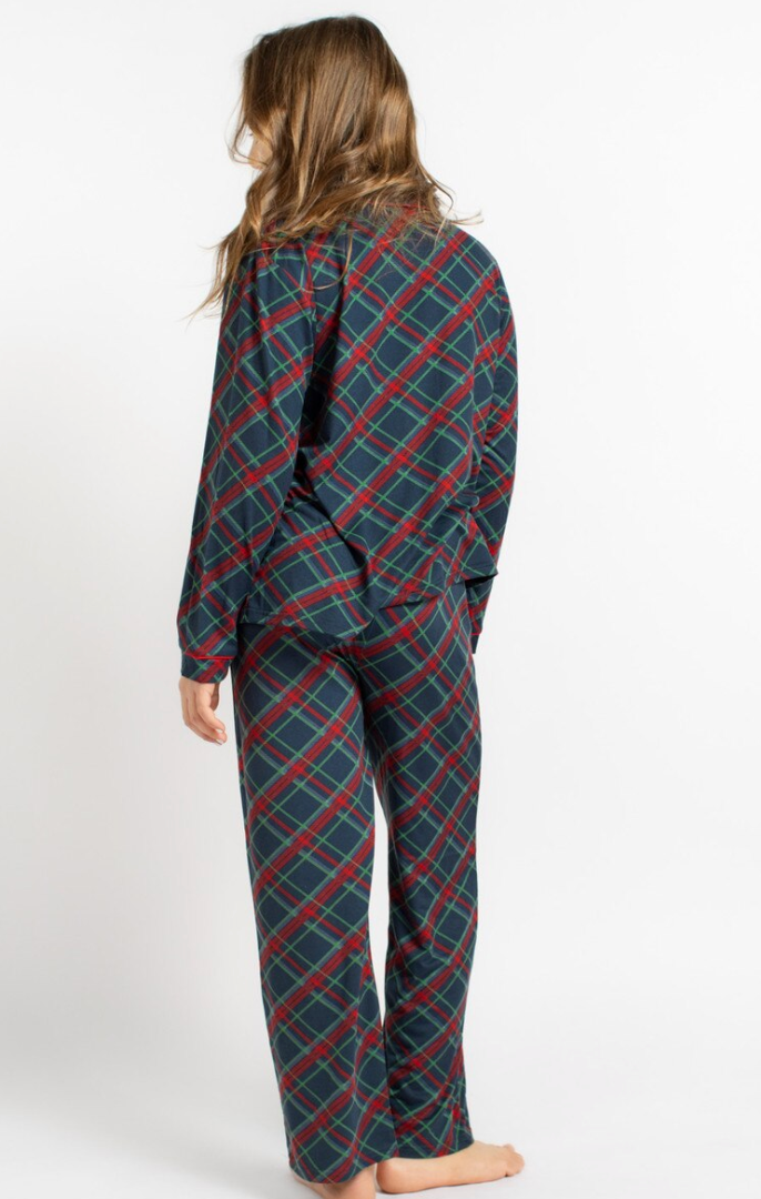 Girl's Layton Plaid Long Sleeve Pants Sleep Set