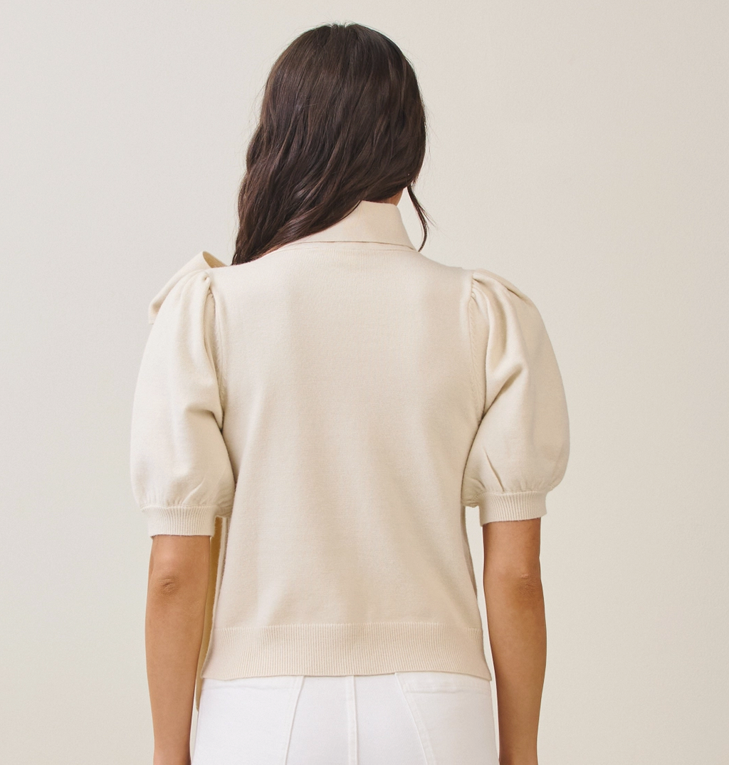 Bow Sweater Top-Cream