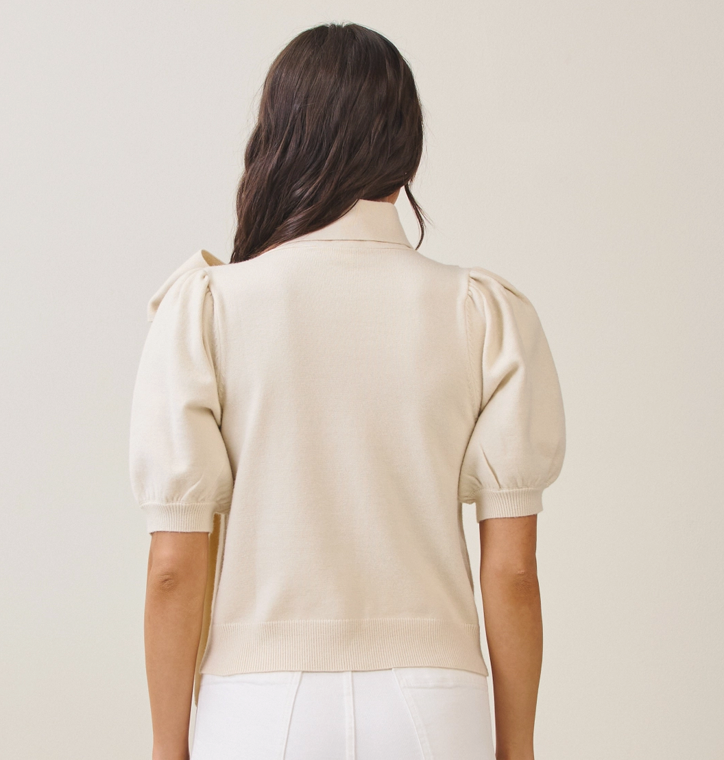 Bow Sweater Top-Cream