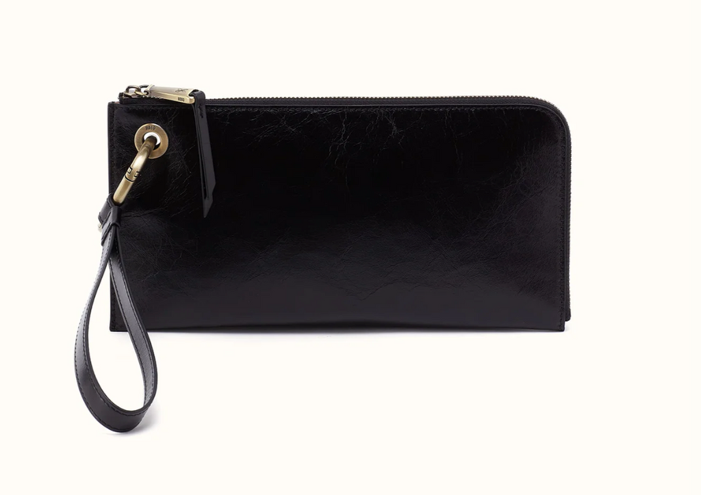 Black Jett Cc Wristlet In Polished Leather
