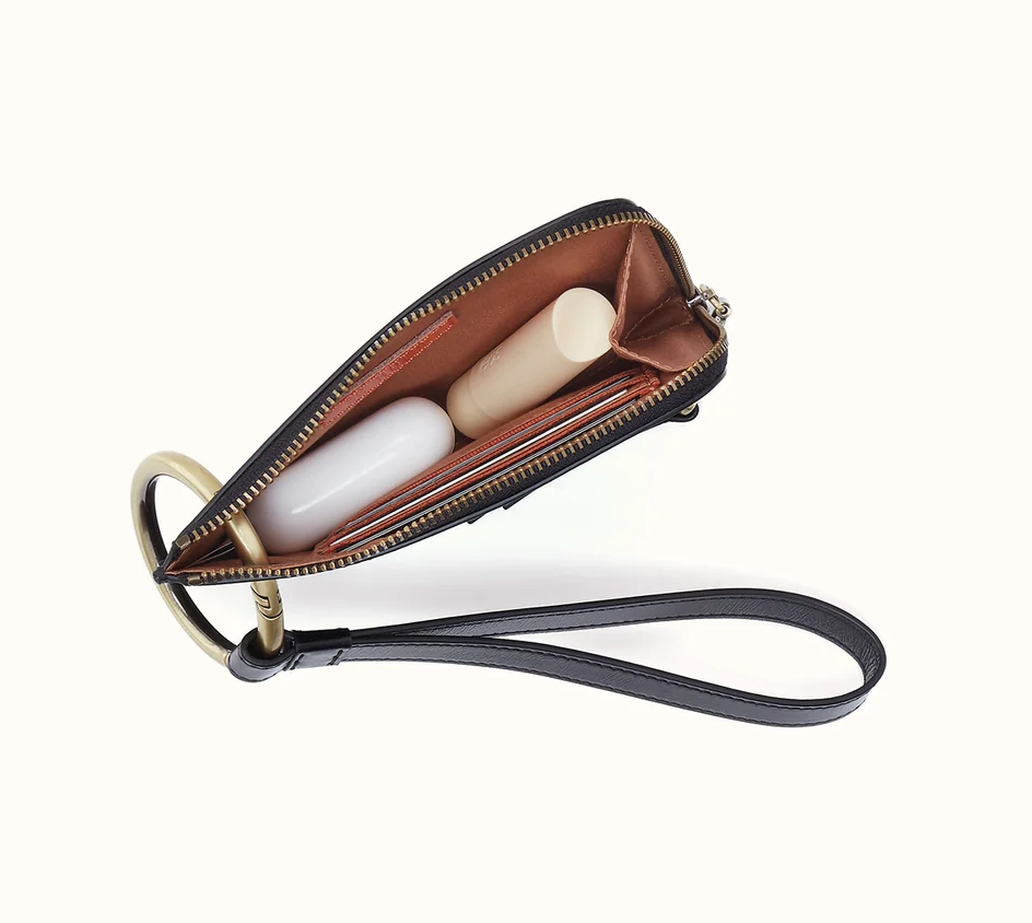 Black Jett Cc Wristlet In Polished Leather