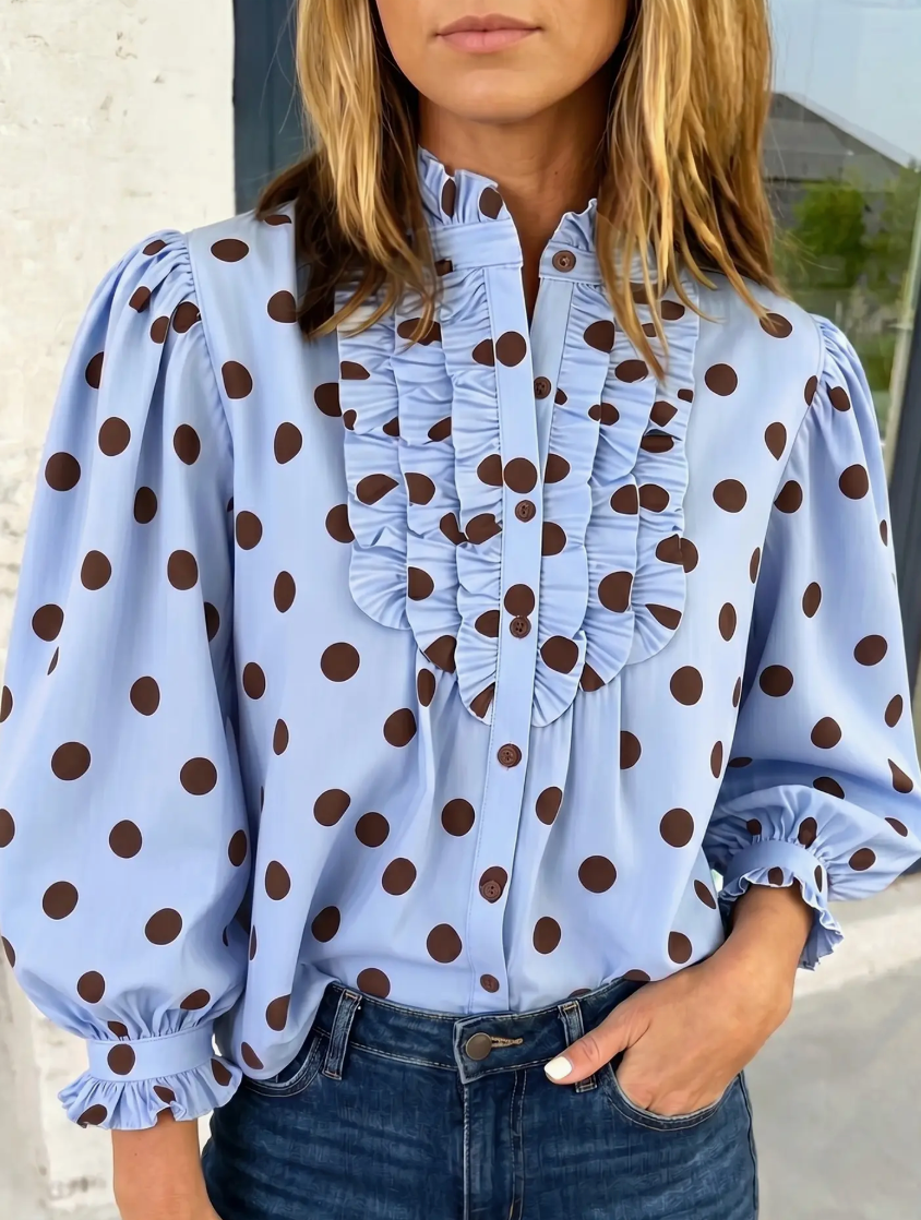 Polka Dot Ruffle Top