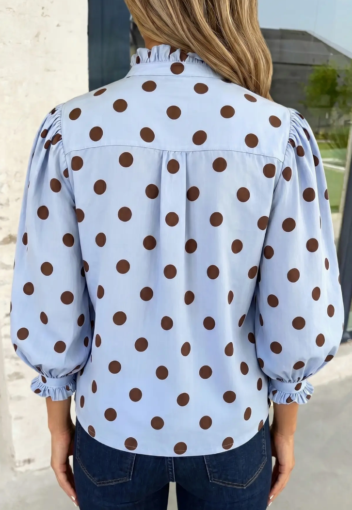 Polka Dot Ruffle Top