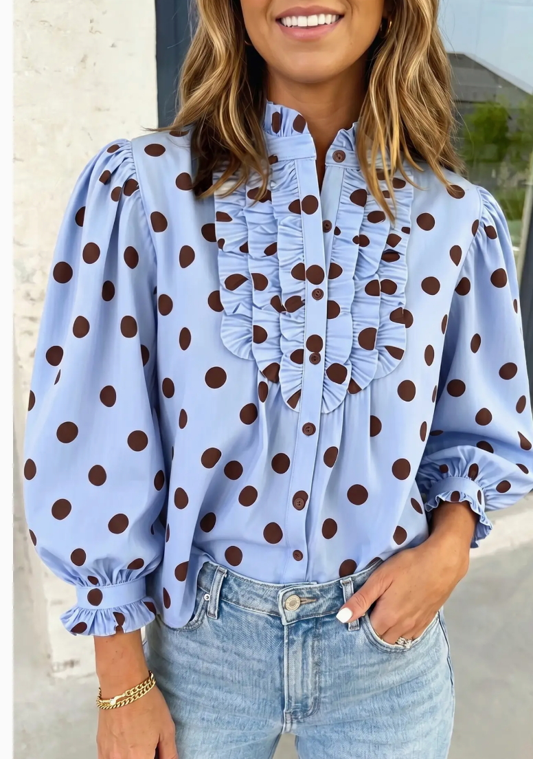 Polka Dot Ruffle Top