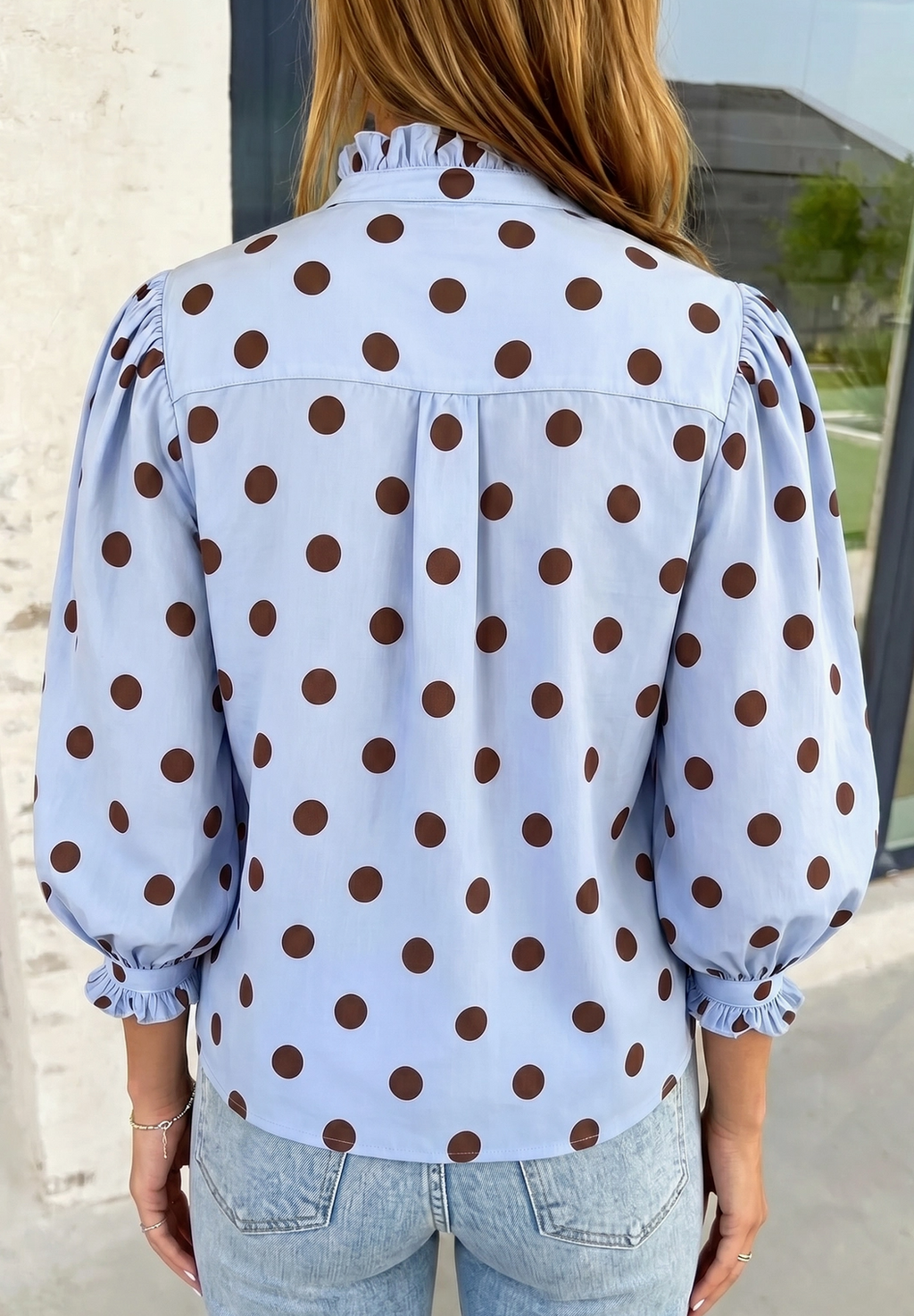 Polka Dot Ruffle Top