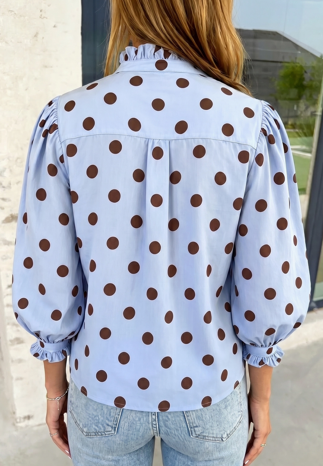 Polka Dot Ruffle Top