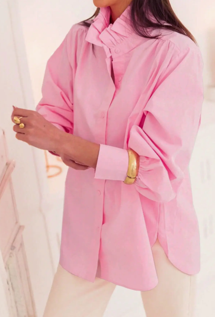 Chic French Romance Ruffle Shirt