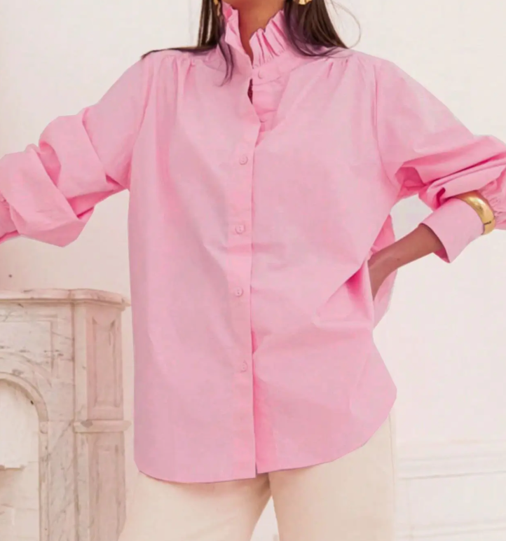 Chic French Romance Ruffle Shirt