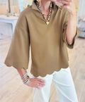 Leisure Chic Scallop Hem Detail Cozy Top