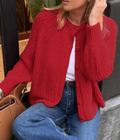 Chunky Crewneck Knit Cardigan
