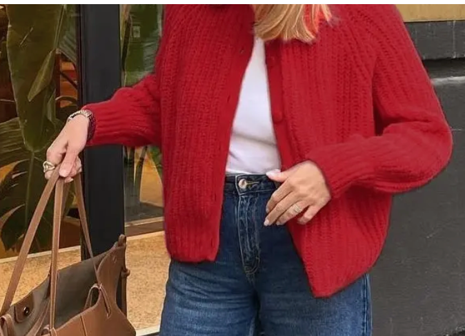 Chunky Crewneck Knit Cardigan