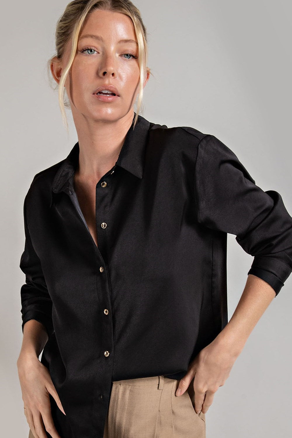 Button Down Top - Black