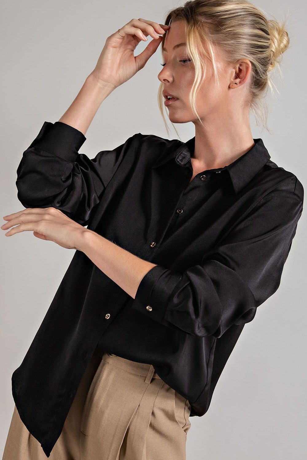 Button Down Top - Black