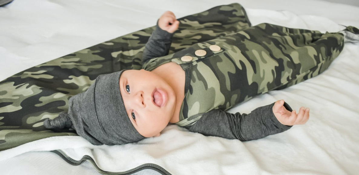 Camo Knot Gown & Hat- Newborn