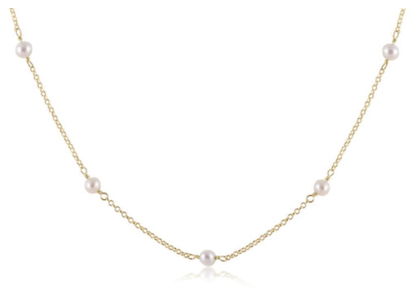 17" Gold Chain Pearl Necklace