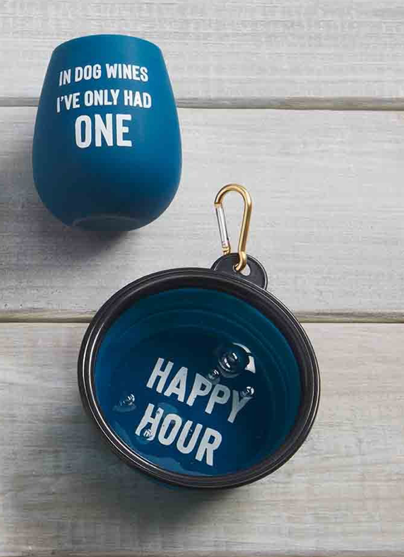 Dog Bowl & Wine Glass Set