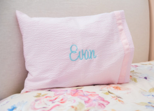 Pink Seersucker Pillow Case