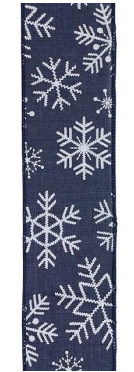 Navy & White Snowflake Ribbon