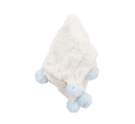 White with Blue Pom Loive