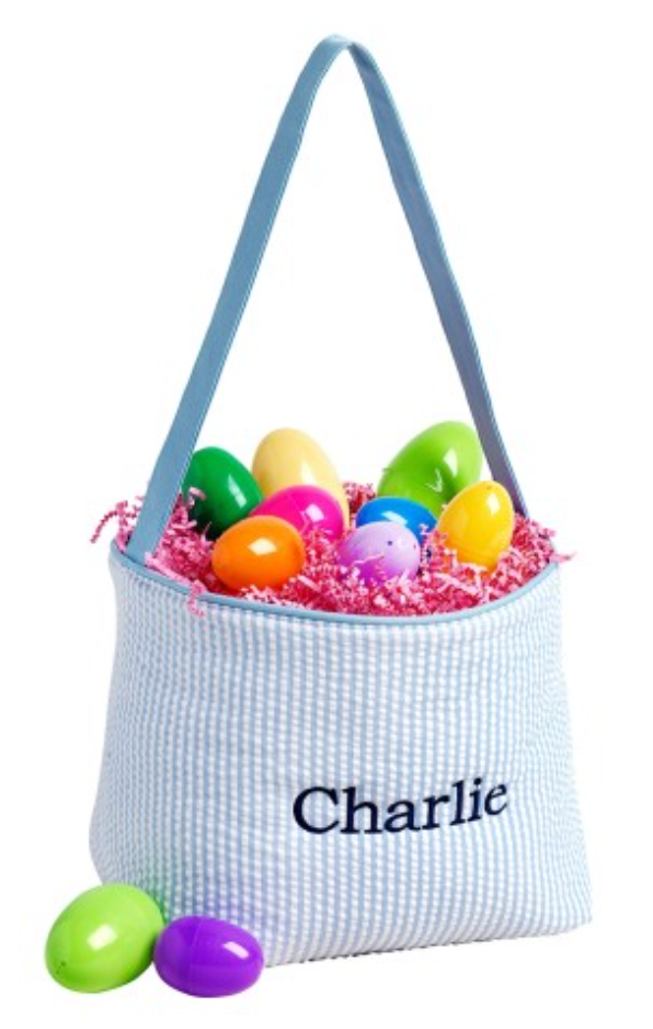 Blue Seersucker Easter Bag