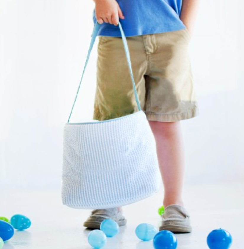Blue Seersucker Easter Bag