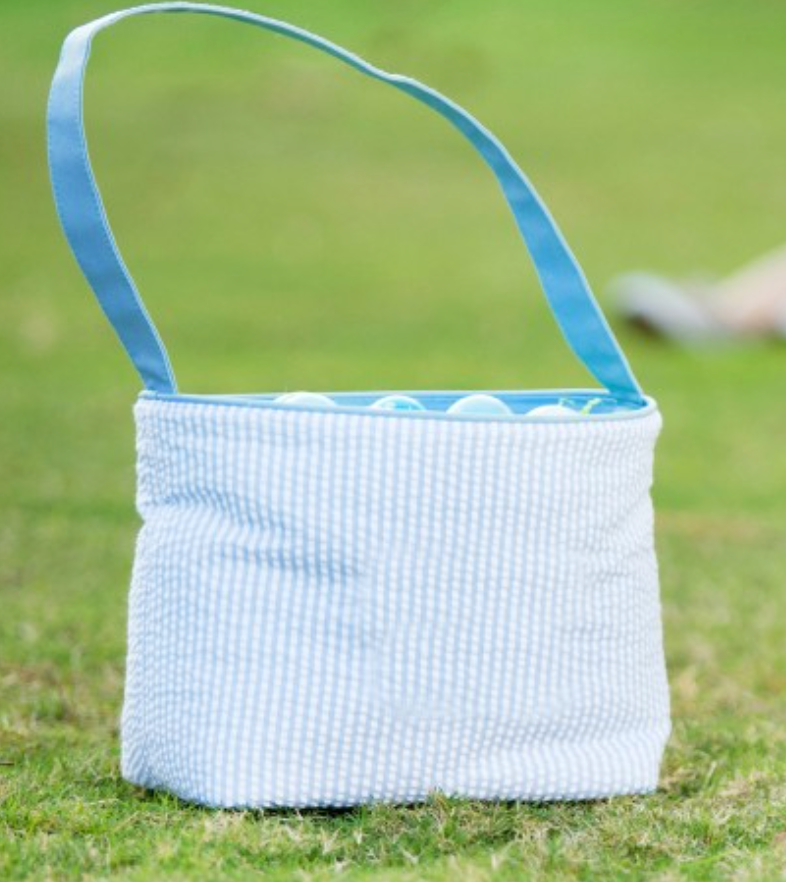 Blue Seersucker Easter Bag