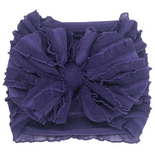 Ruffled Headband Bow - Grape