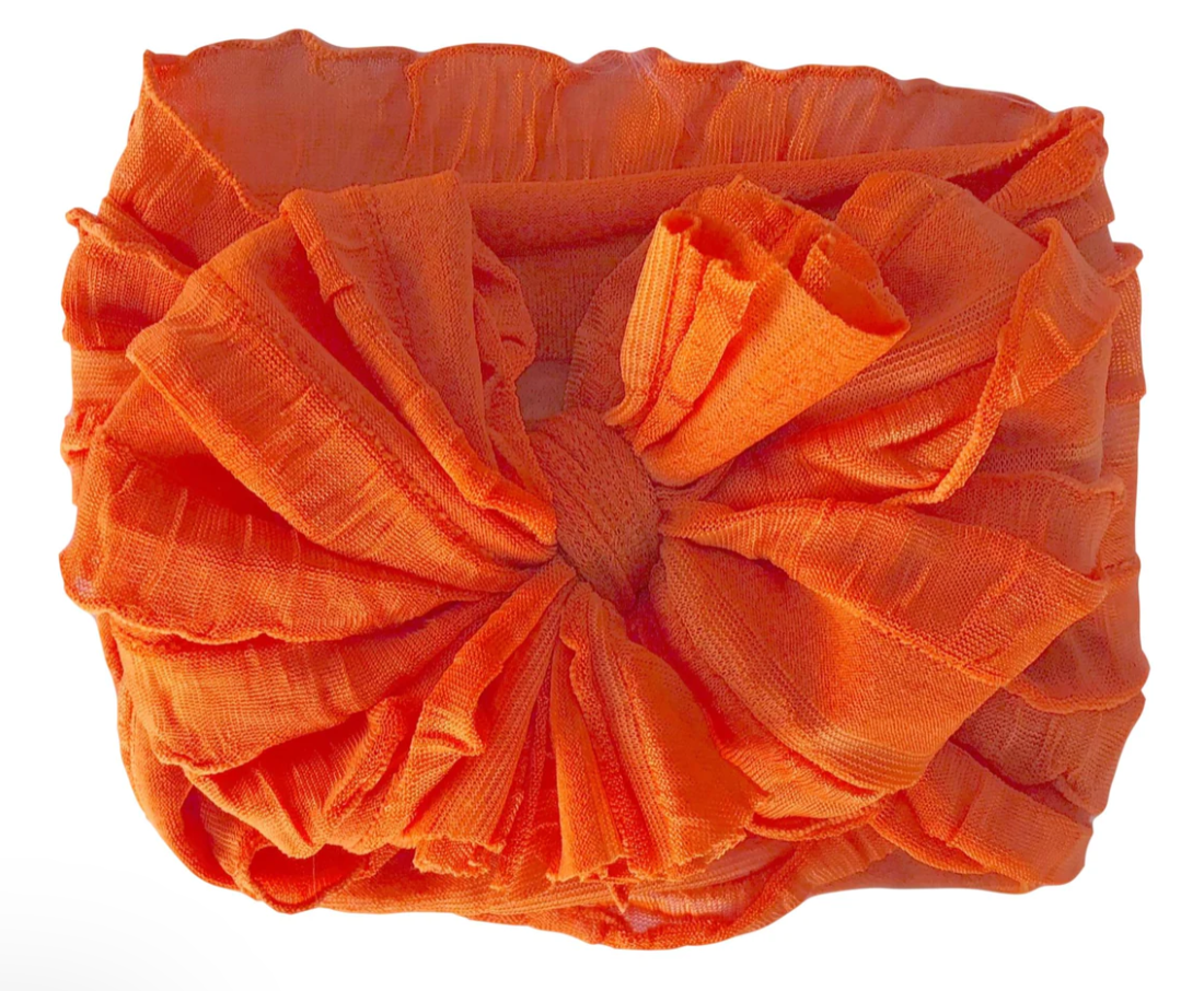 Ruffled Headband Bow - Orange