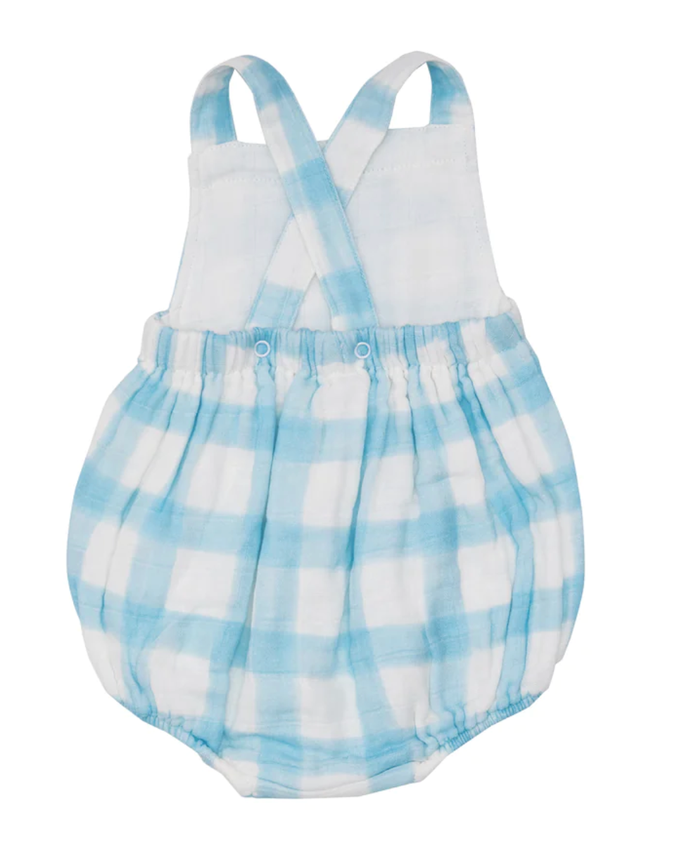 Painted Gingham Blue Retro Sunsuit