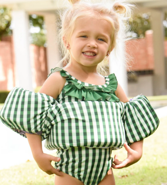Green gingham Floatie Cover