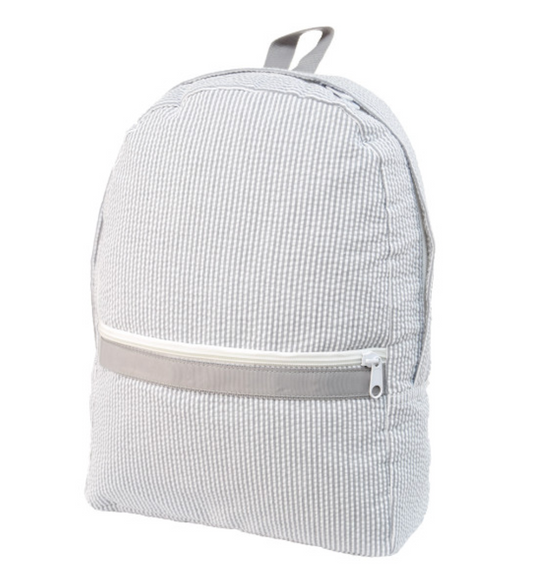 Grey Seersucker Backpack