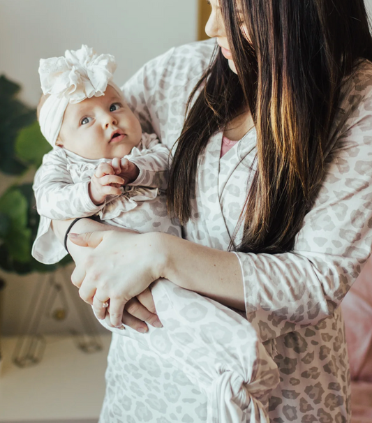 Natural Leopard Floral Mom Robe